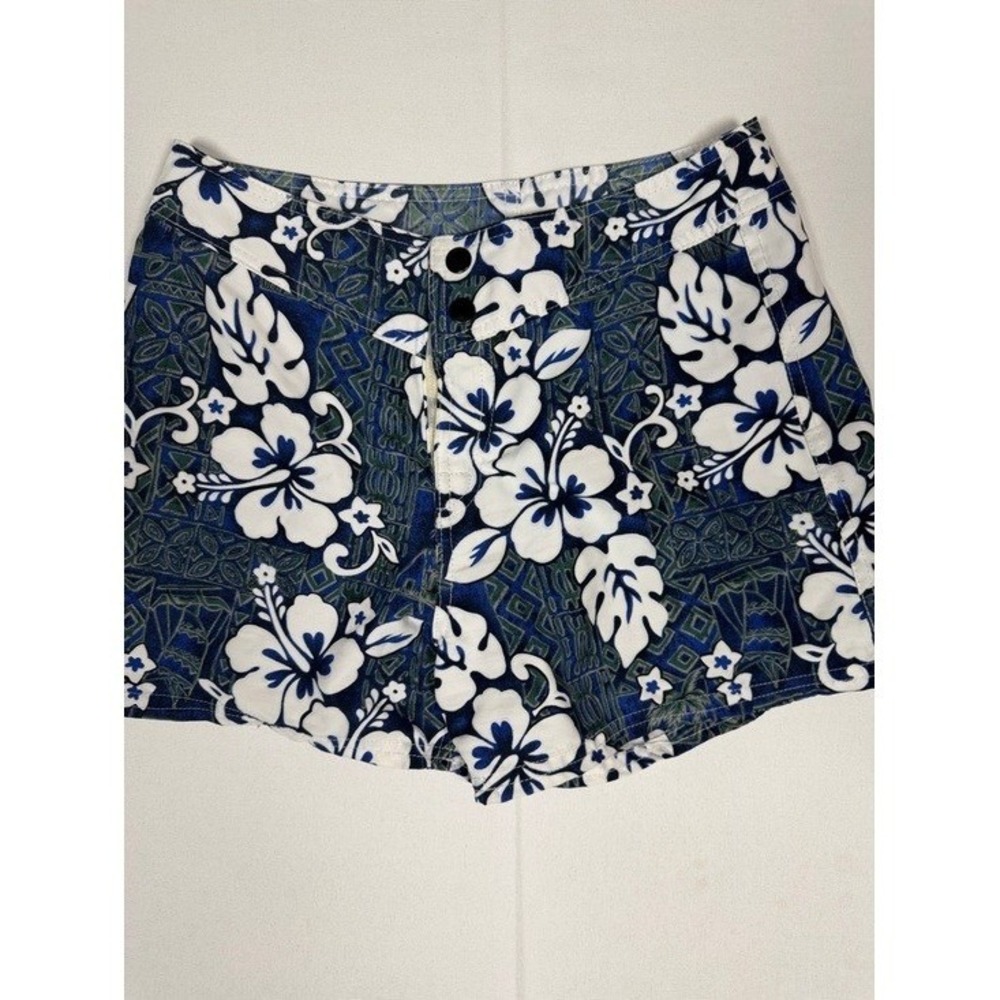 Maui Clothing Company Womens Blue White Hibiscus Floral Board Shorts Sz 5 Hawaii - Picture 4 of 9
